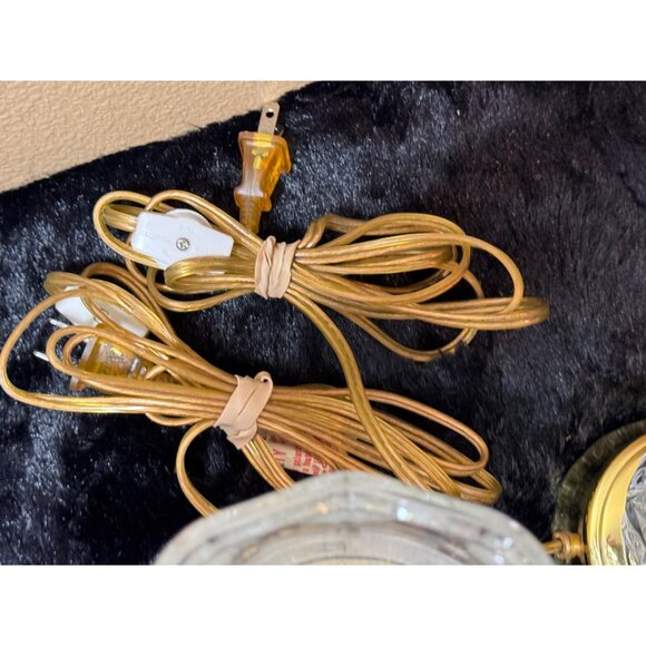 Pair Of Elegant Pressed Crystal & Brass  Regency Style Table Lamps Tested - Picture 4 of 9